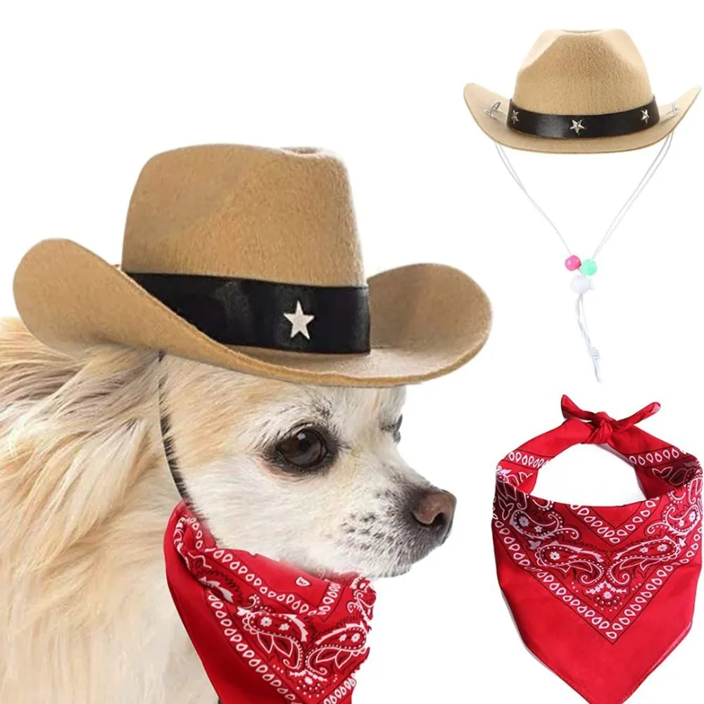 Pet Cowboy Hat And Bandana Set