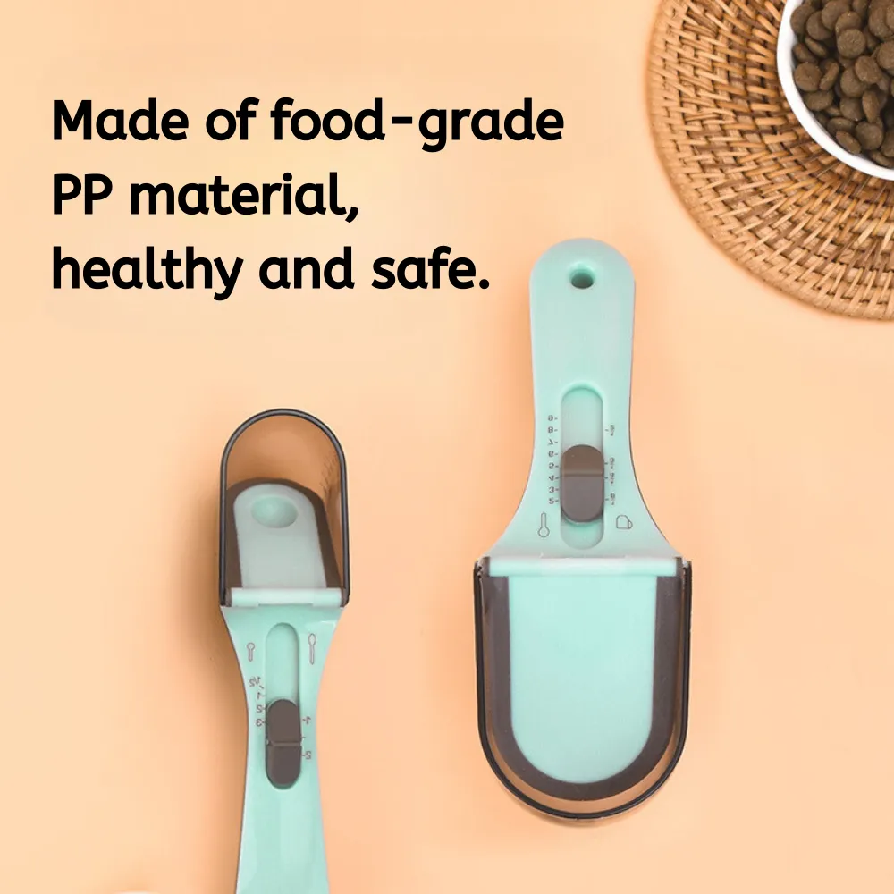 Built-in measuring scale to weigh pet food in grams for accurate feeding.