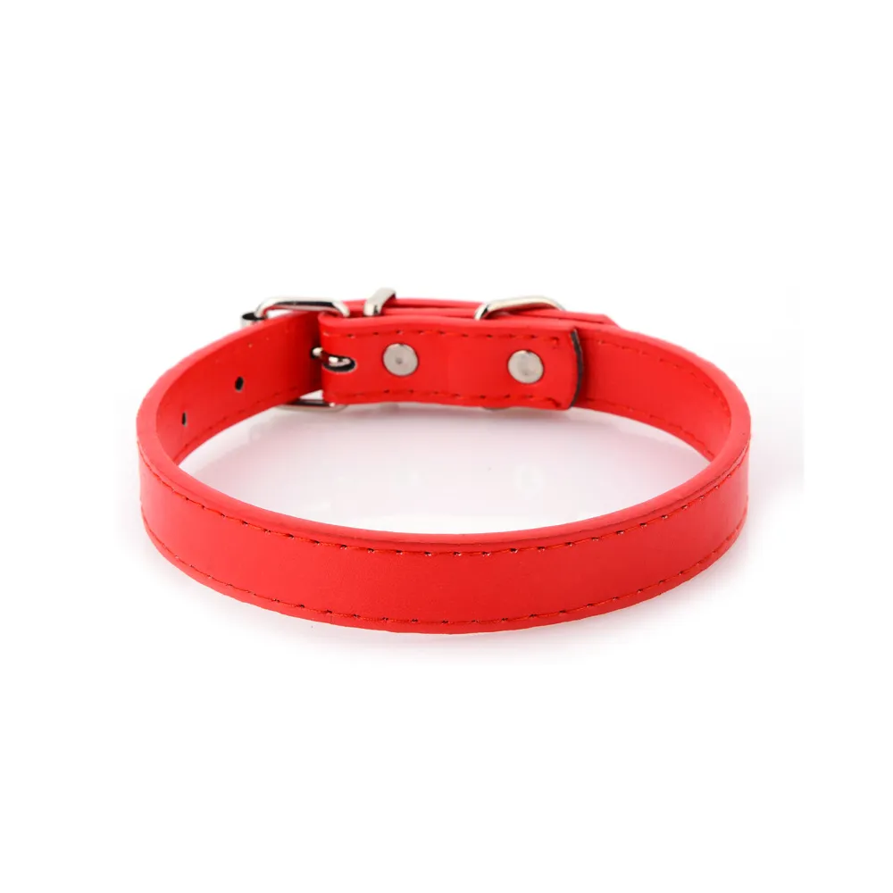 Red PU Leather Dog Collar