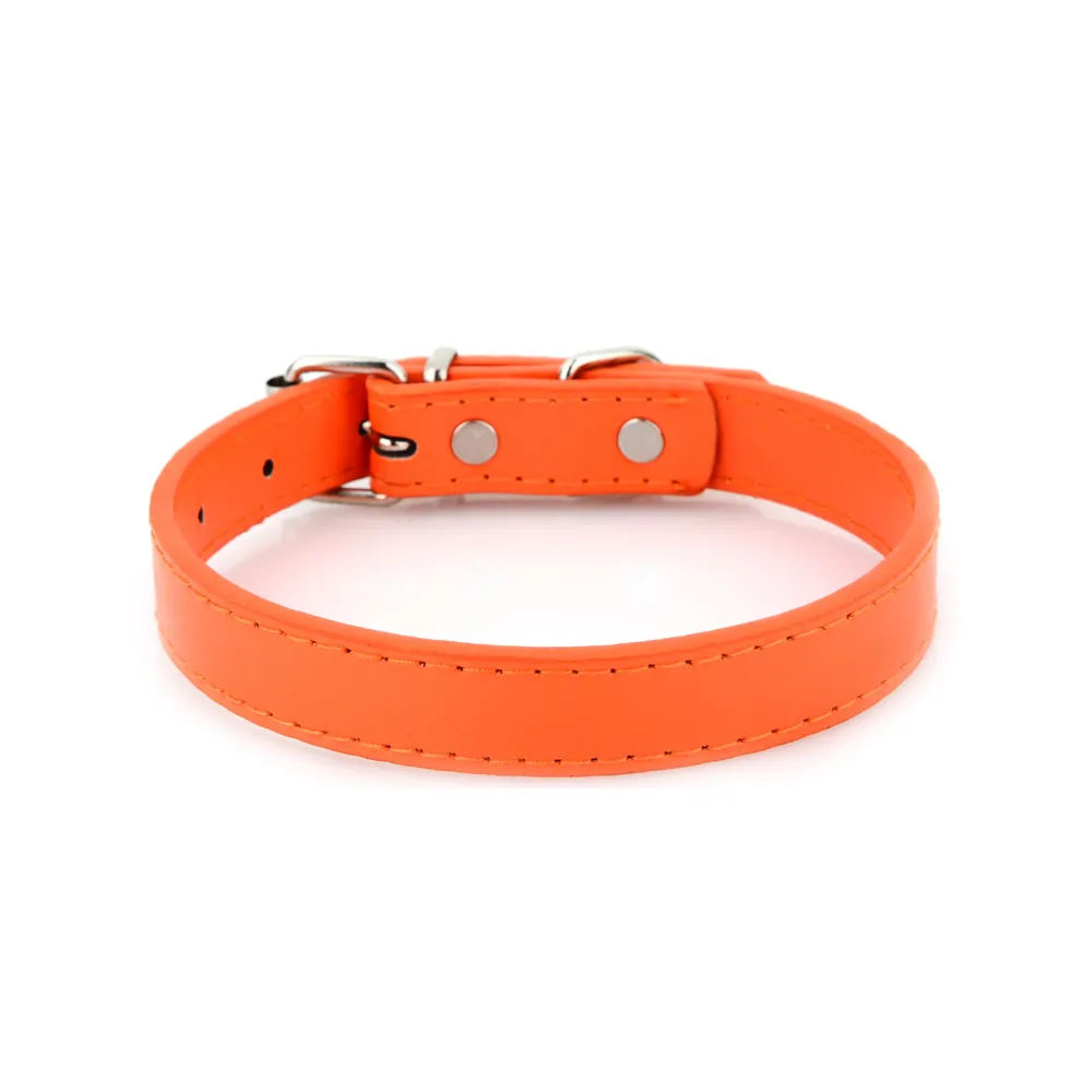 Orange PU Leather Dog Collars