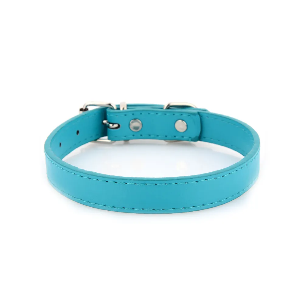 Sky Blue PU Leather Dog Collars