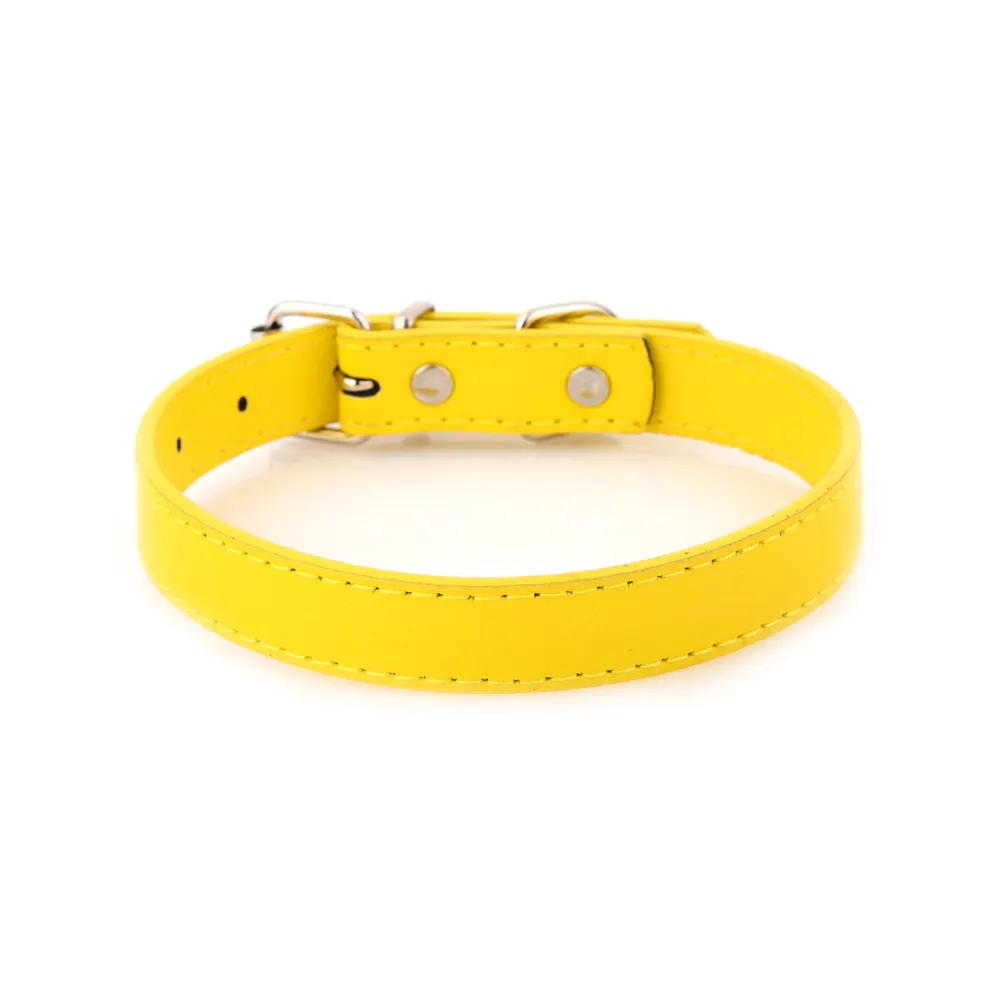 Yellow  PU Leather Dog Collar