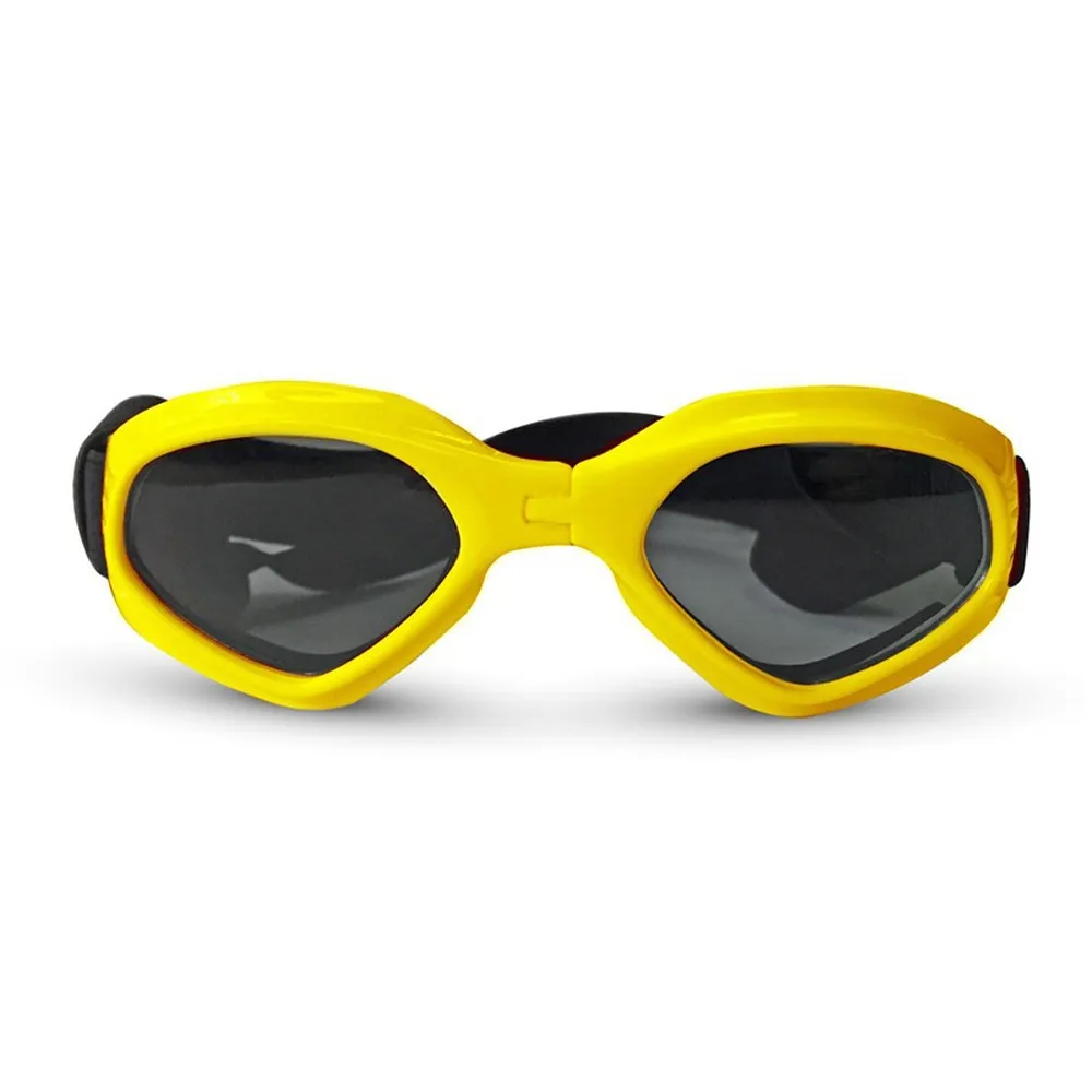 Comfortable and adjustable pet sunglasses.