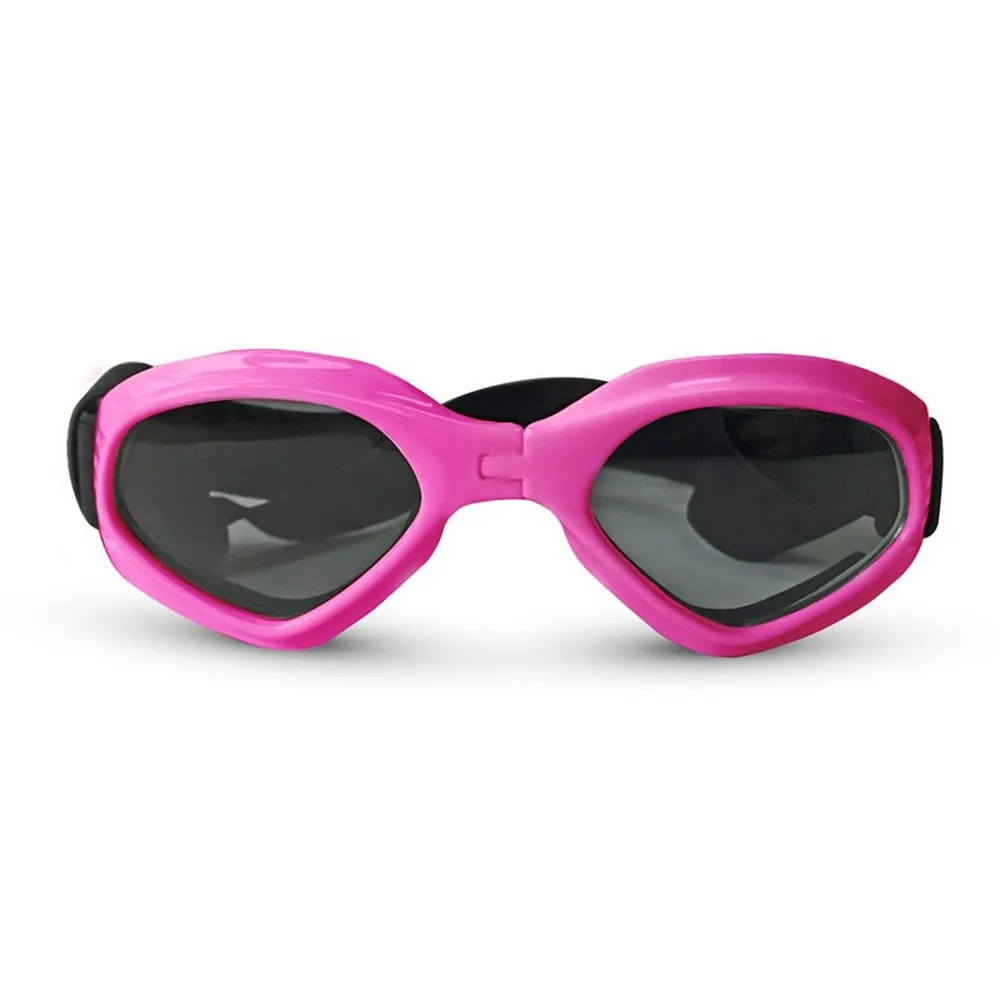 Sunglasses for pets with adjustable straps.