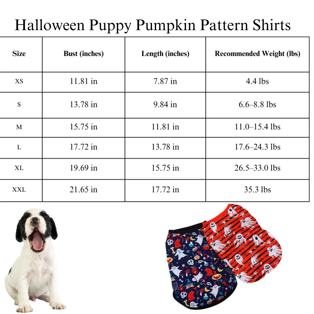 Halloween Puppy Pumpkin Pattern Shirts for dogs