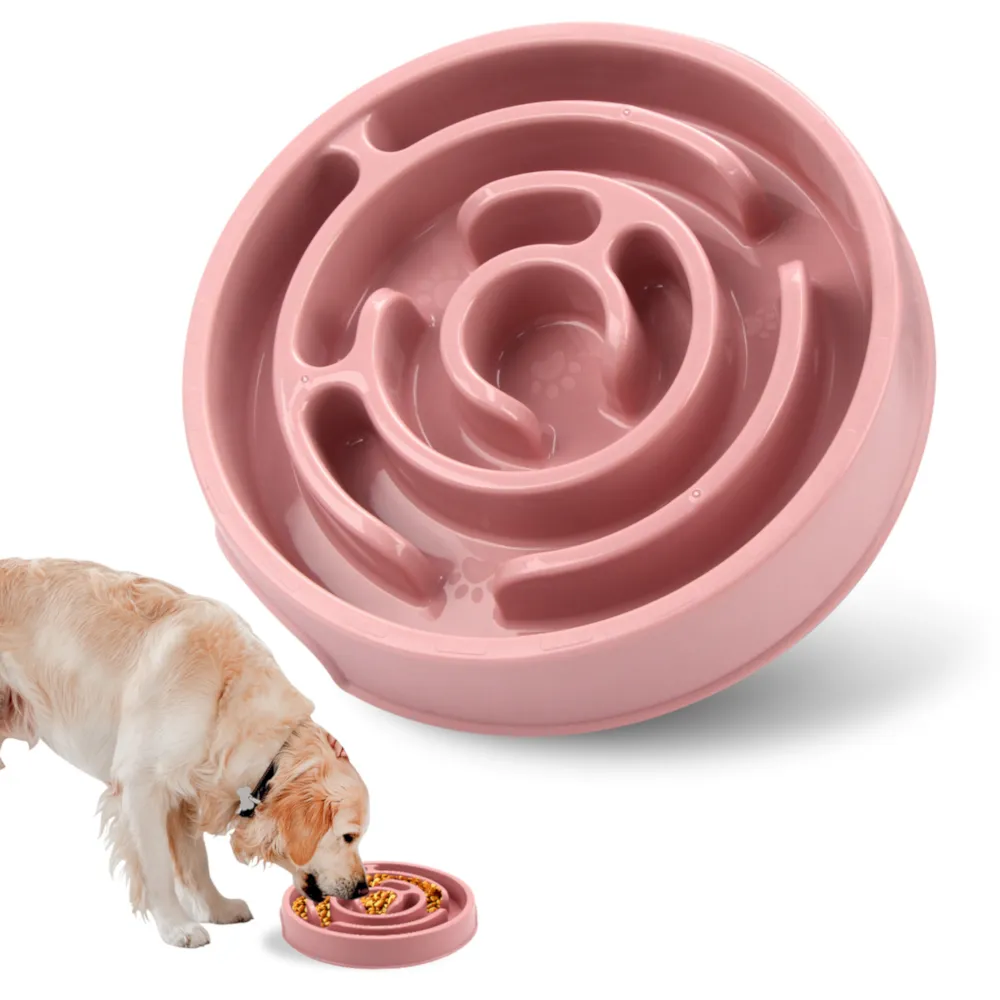 pink pet slow feeding bowl