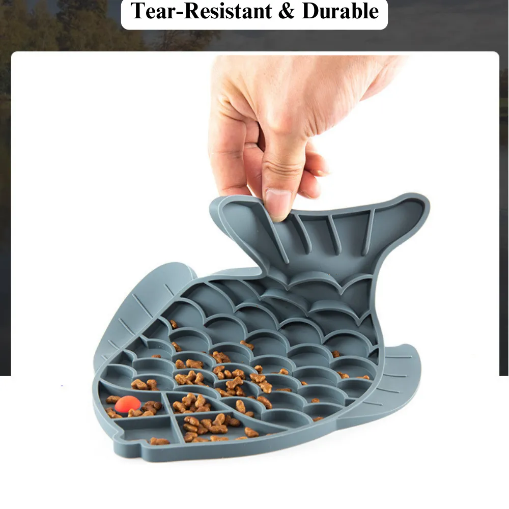 Slow feeding bowl for pets, BPA-free.