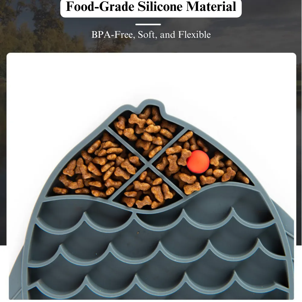 Durable silicone pet feeding mat.