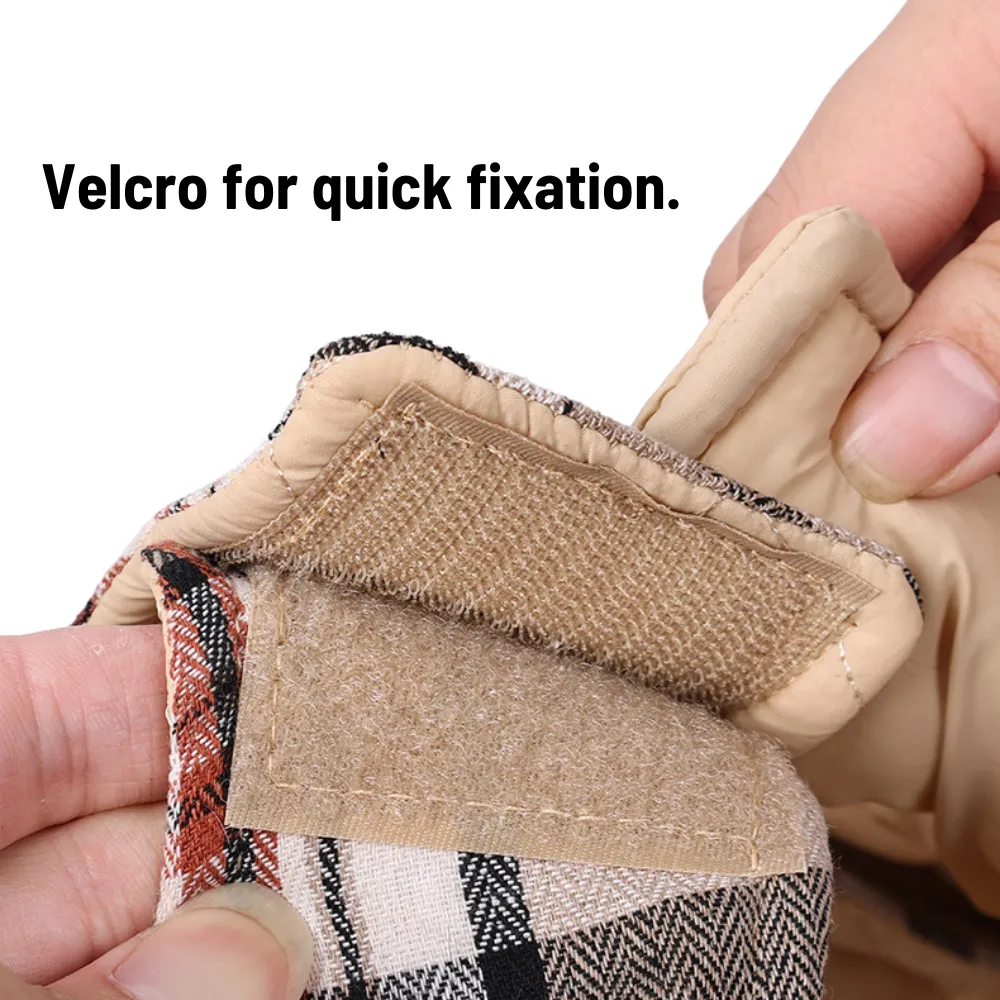 Velcro fastening for quick and easy coat removal and adjustment.