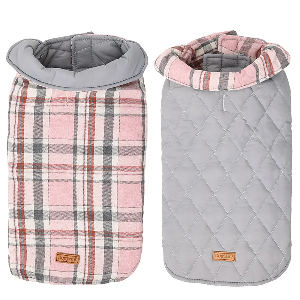 Stylish checkered pattern adds a fashionable touch to your pet’s winter wardrobe.