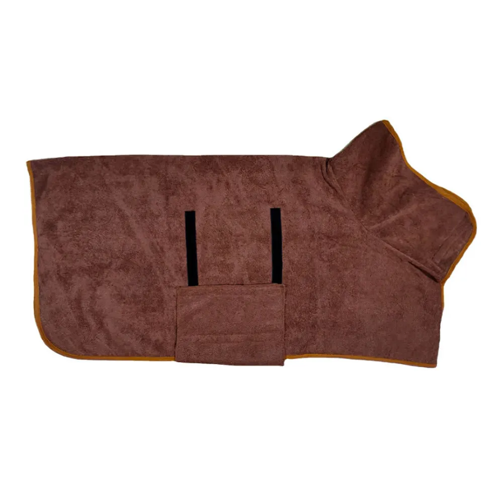 dog towel wrap (2) Adjustable fit ensures the robe stays securely in place during wear.