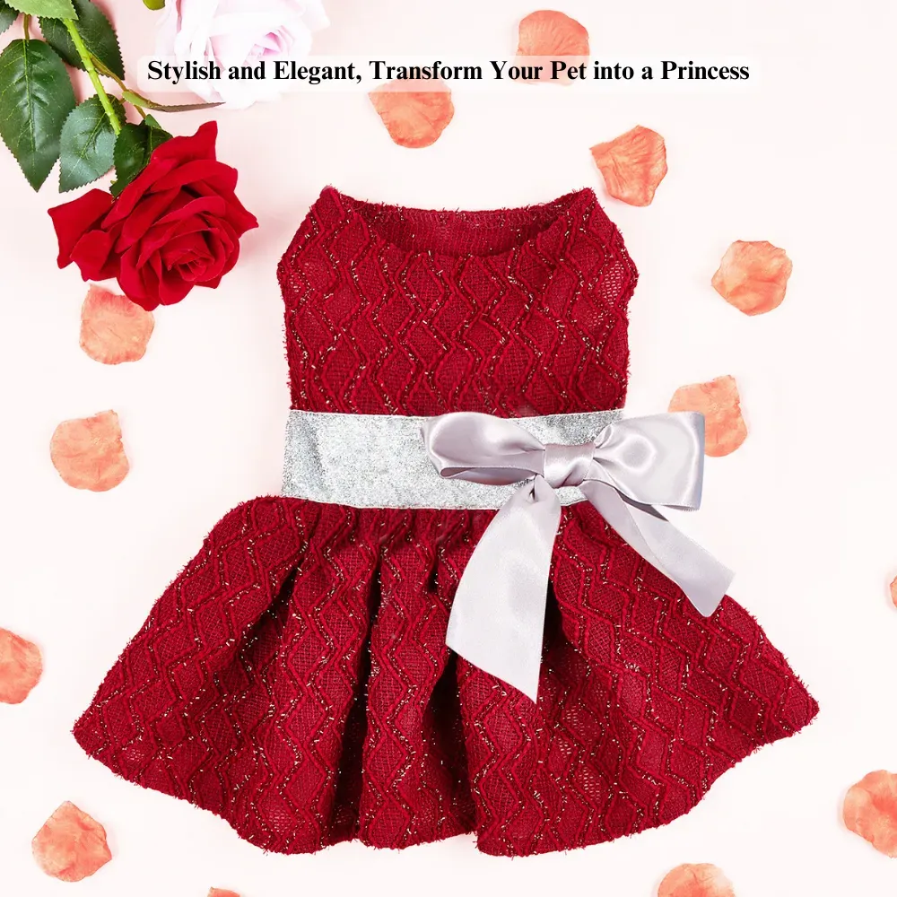 New Pet Prom Dress Wedding Gown Princess Dress with Bow