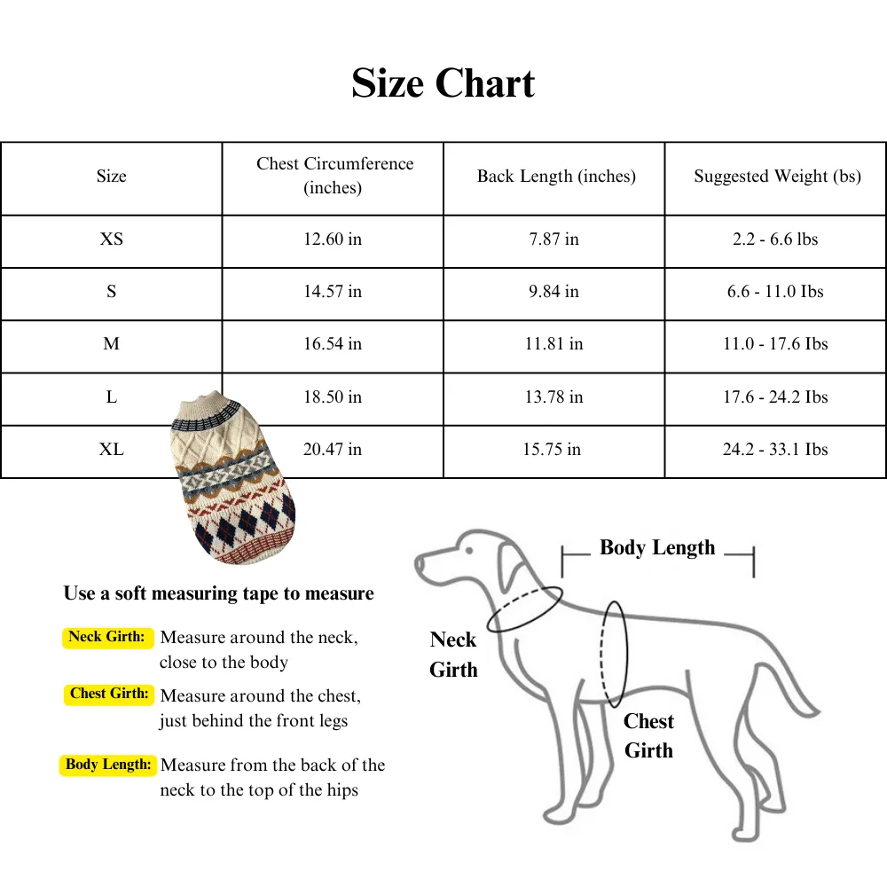 Knitted Fair Isle Pattern Warm Cute Puppy Sweater