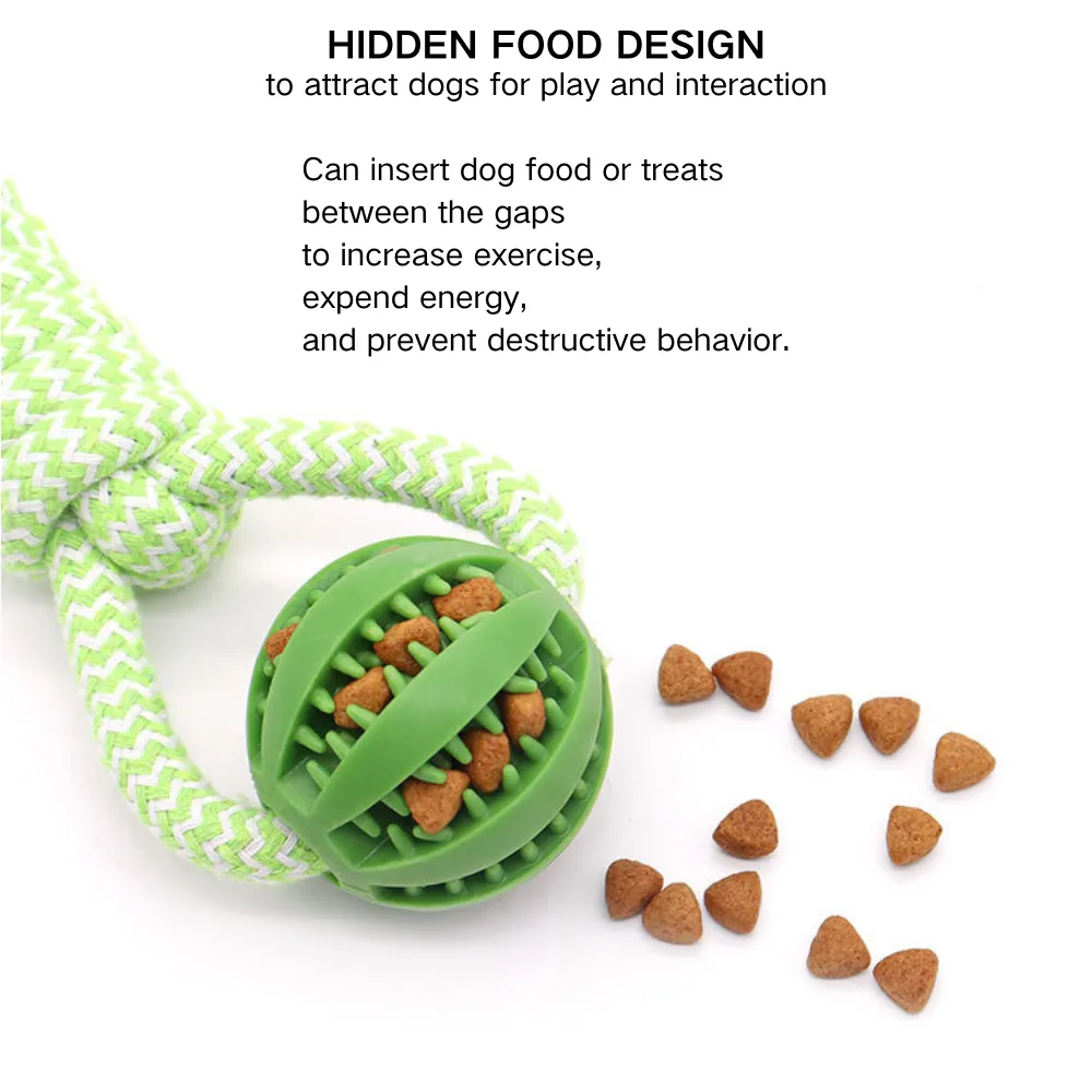 Knot Rope and Rubber Ball for Teeth Cleaning and Fun Tough Chew Toy for Dogs