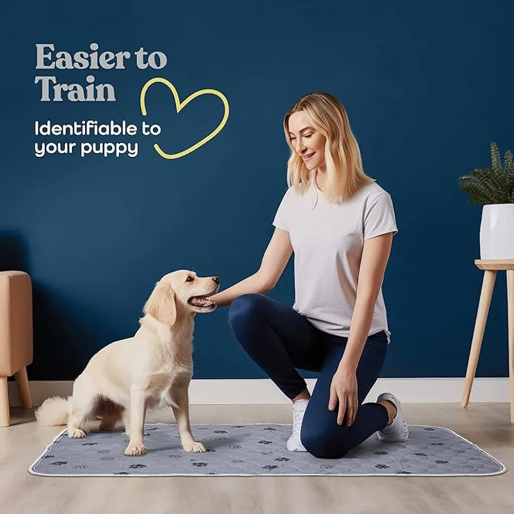 This training pad is fully machine washable, making it an eco-friendly and reusable option. After use, it can be easily cleaned in the washing machine, providing convenience and long-term durability.