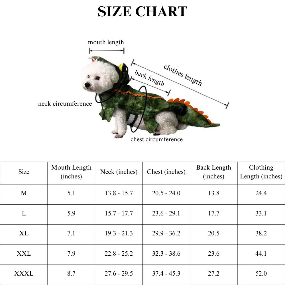 The costume features a practical Velcro fastening system at the chest and neck, allowing for easy adjustment and a tailored fit that can accommodate pets of different body sizes and shapes, from small cats to large dogs.