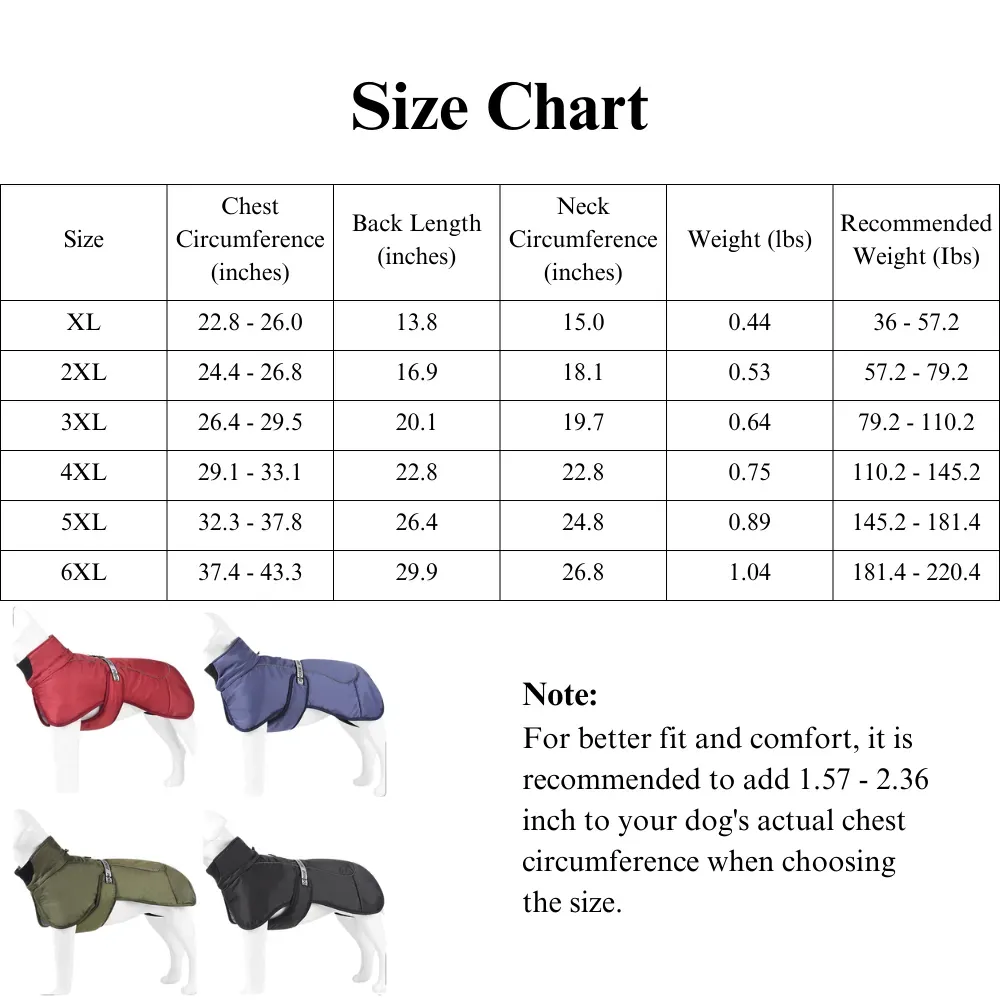 durable and warm dog coat for large dogs