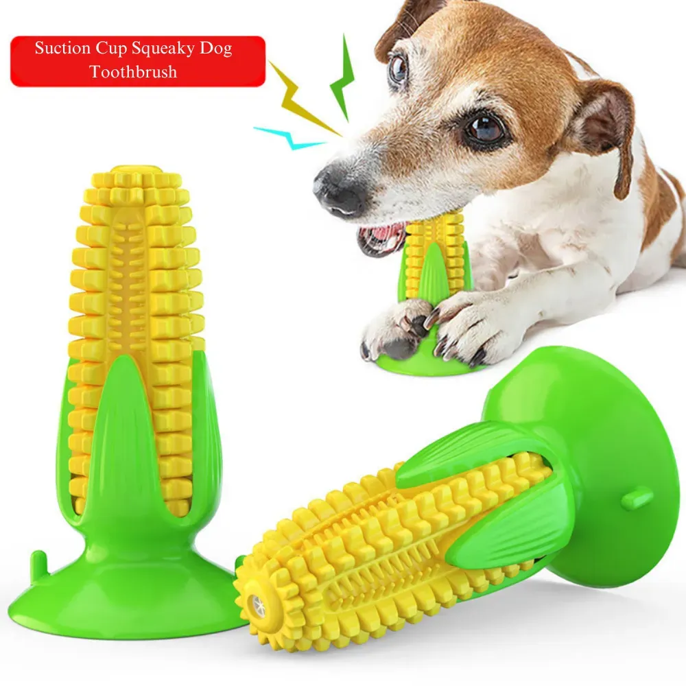 Corn Shape Dog Toothbrush Squeaky Chew Toy