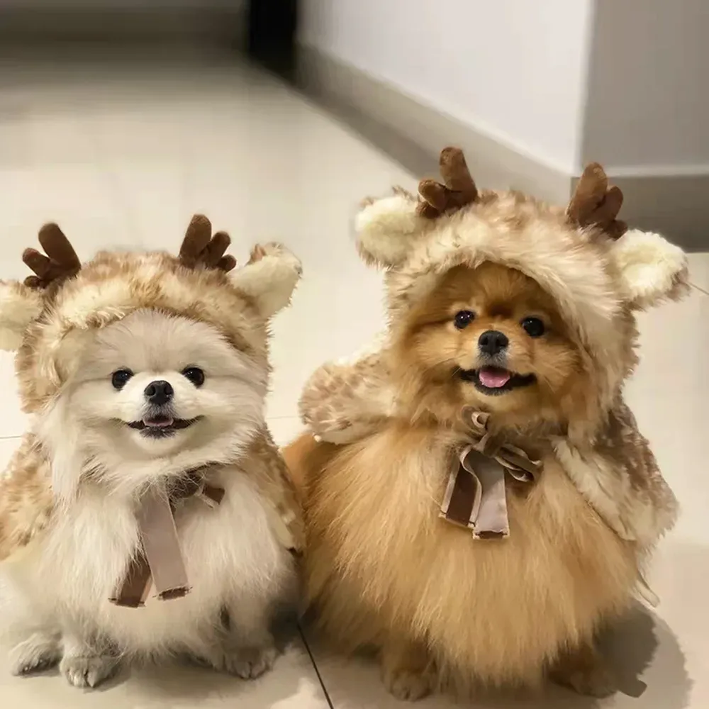 Reindeer Cosplay Cloak Pet Clothes Christmas Party Dress