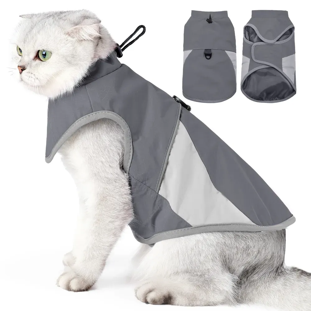 Waterproof Reflective Outdoor Pet Jackets Grey Waterproof Reflective Outdoor Pet Jackets