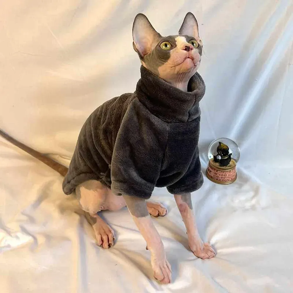 clothes for hairless cats (1)_1 This fleece clothing is a must-have for pet stores catering to hairless cat breeds. Its combination of warmth, comfort, and eco-friendly materials makes it an attractive wholesale product for pet retailers seeking high-quality apparel for hairless pets.