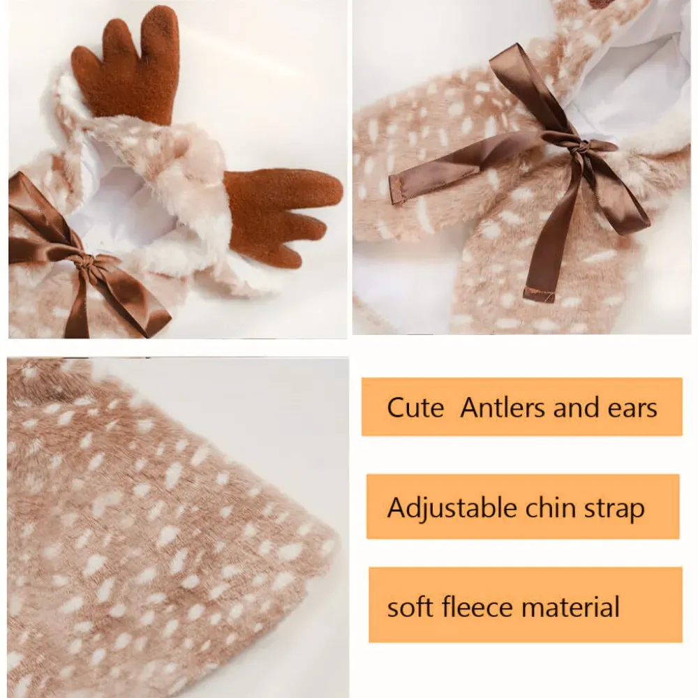 Reindeer Cosplay Cloak Pet Clothes Christmas Party Dress