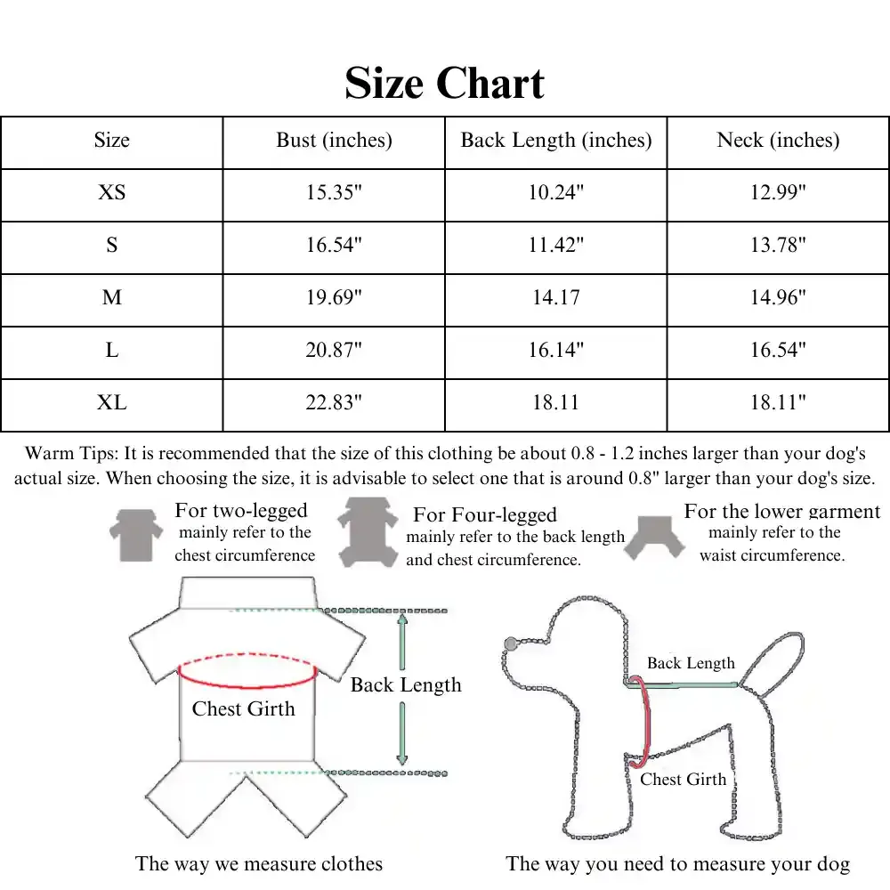 Winter Dog Dress Size
