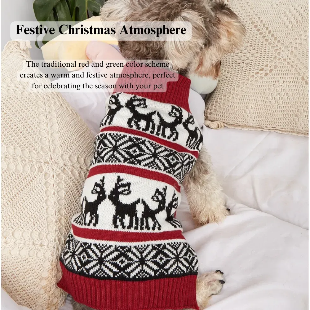 Reindeer Christmas Knit Dog Sweater Winter Holiday Festive