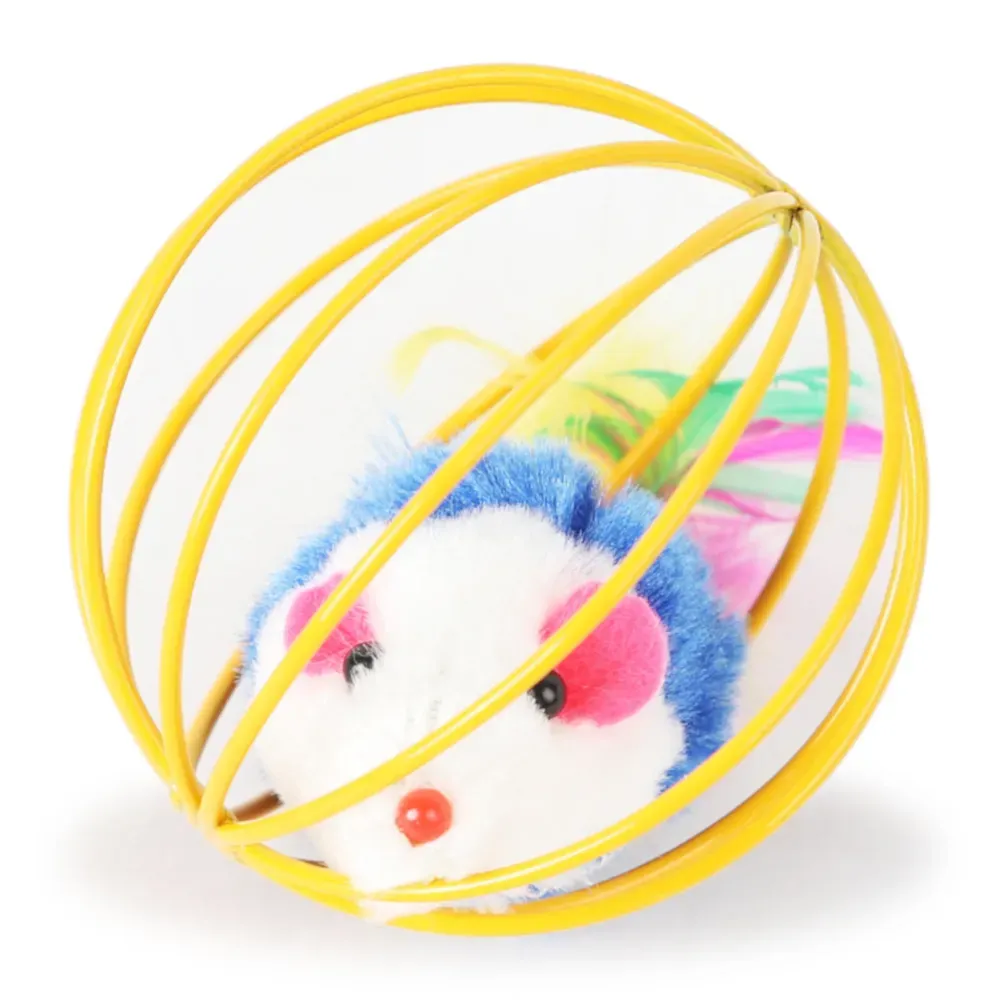 yellow cat mouse toy