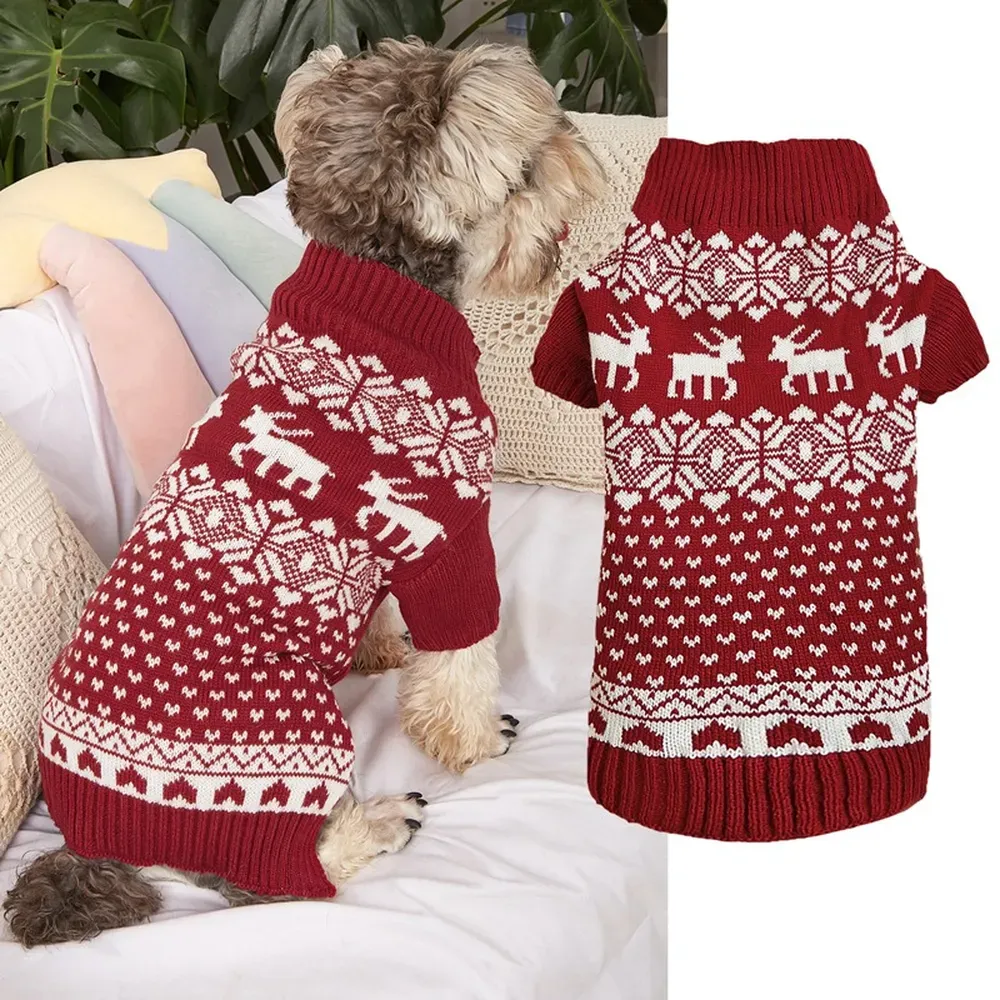 Reindeer Christmas Knit Dog Sweater Winter Holiday Festive