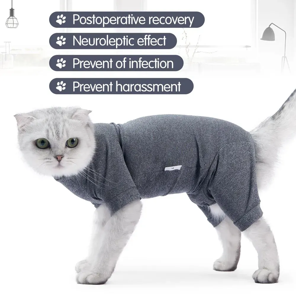 Breathable, Highly Elastic Fabric for Maximum Comfort: Made from breathable and stretchy fabric, this recovery suit allows for easy movement and keeps cats cool, ensuring comfort during recovery.