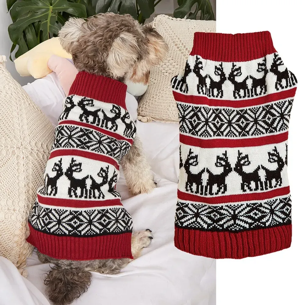 Reindeer Christmas Knit Dog Sweater Winter Holiday Festive