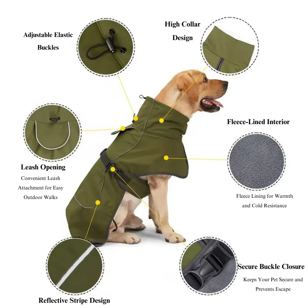 Fleece Lined for Extra Warmth: The fleece-lined interior of this jacket provides superior warmth, making it ideal for medium to large dogs facing freezing temperatures.