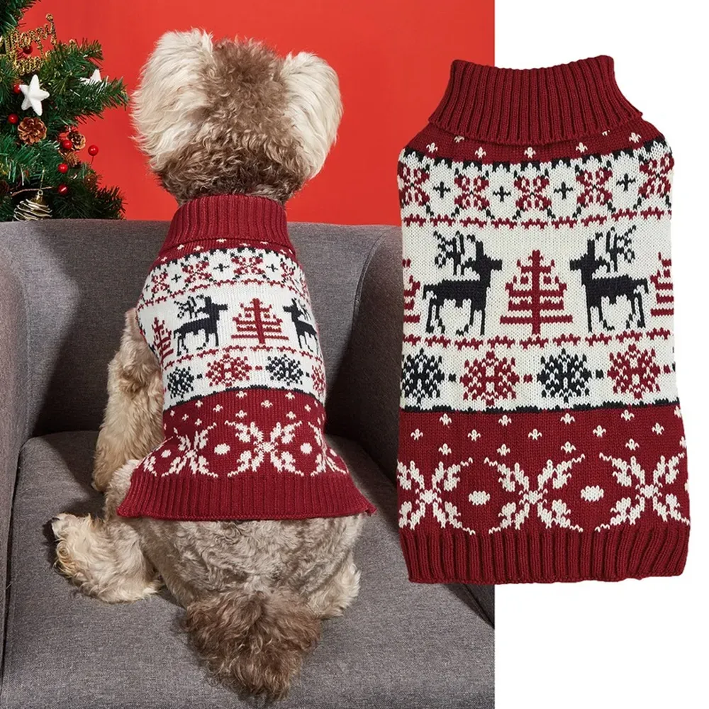 Reindeer Christmas Knit Dog Sweater Winter Holiday Festive