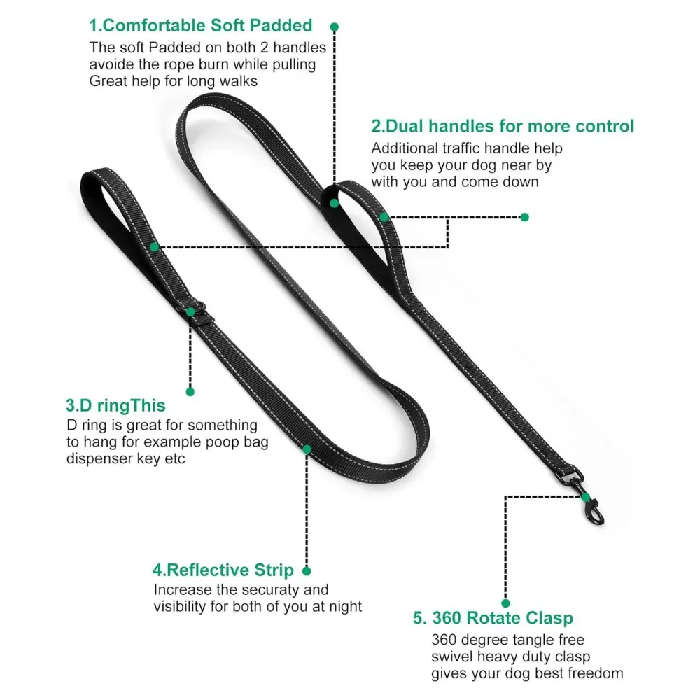 Comfortable Ergonomic Handle: The ergonomic foam-padded handle reduces discomfort during long walks and provides a comfortable grip, even when handling strong pets.