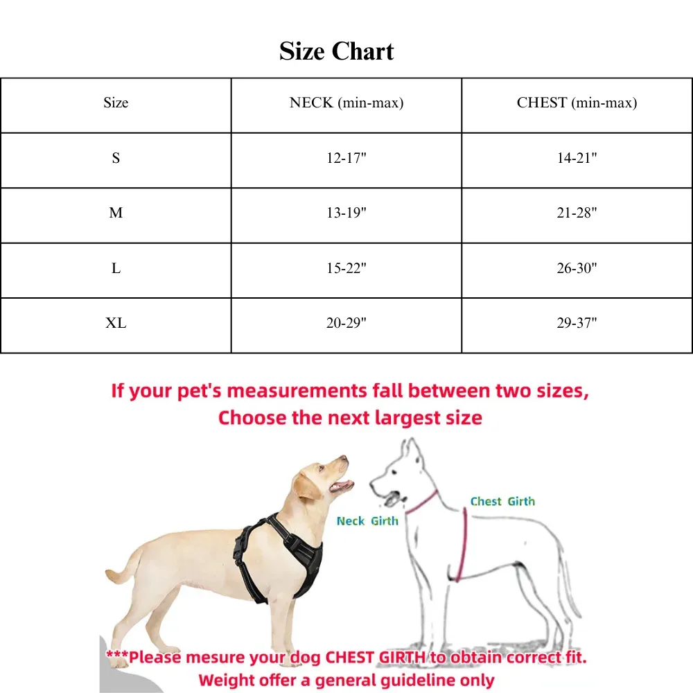 Fully Adjustable for a Custom Fit: With four adjustable buckles, this harness offers a perfect fit for dogs of all sizes, allowing for easy customization for comfort and security.