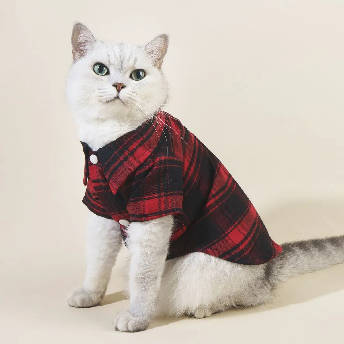 Red Cat Plaid Shirt
