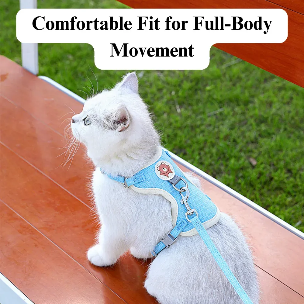 Stylish Bear Print Design: Featuring a cute bear print, this harness offers a fun and stylish look for pets while ensuring comfort and practicality.