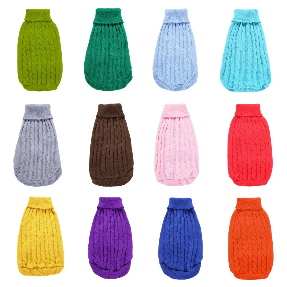 The multi-color cable knit design of this sweater offers a stylish and cozy solution for pets during the cooler months, making it a must-have for pet businesses catering to winter apparel needs.
