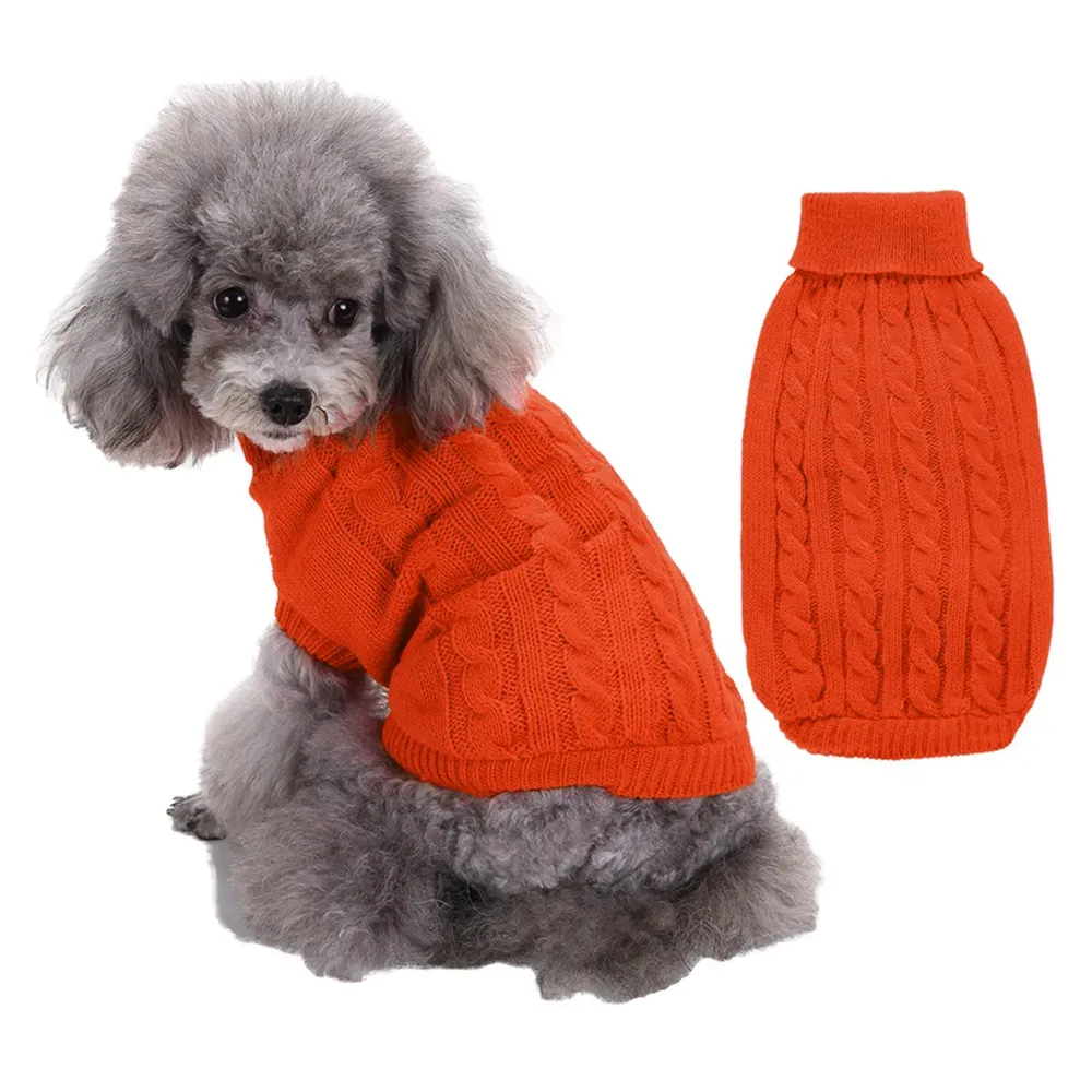The timeless cable-knit design offers both classic style and practicality, making this sweater a go-to choice for pet businesses offering cold-weather apparel.