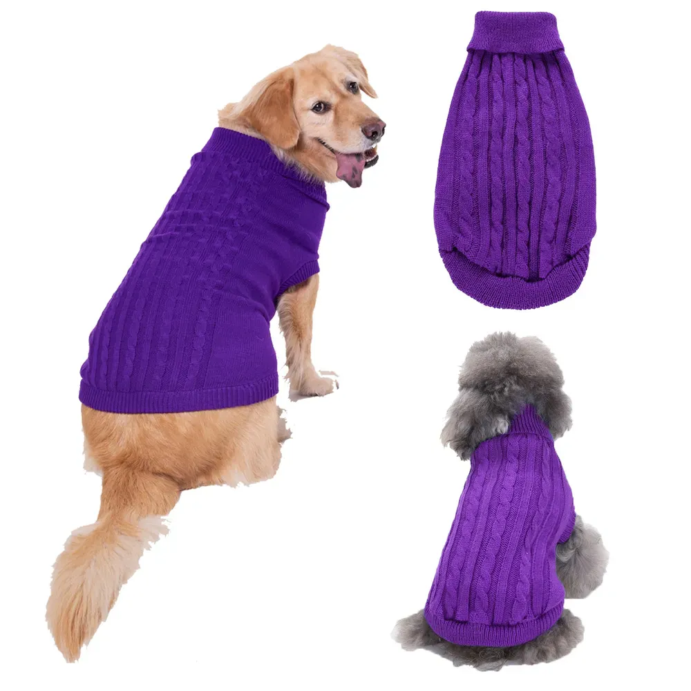 The timeless cable-knit design offers both classic style and practicality, making this sweater a go-to choice for pet businesses offering cold-weather apparel.