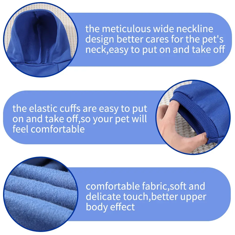 The elastic cuffs make this hoodie easy to put on and take off, providing flexibility and a secure fit, so pets will feel comfortable and relaxed while wearing it.