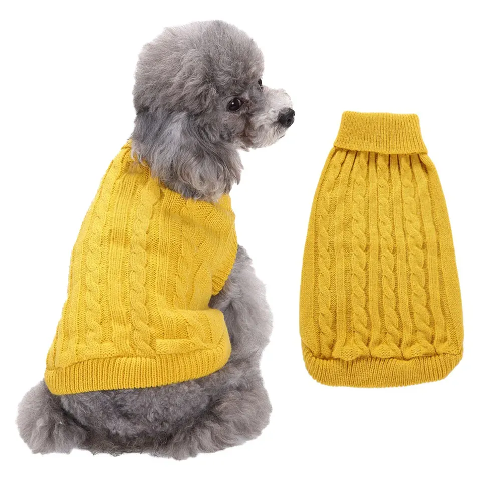 Whether for casual walks or indoor comfort, the multi-color cable-knit sweater with a turtleneck provides pets with the warmth and style needed to brave the cold seasons.