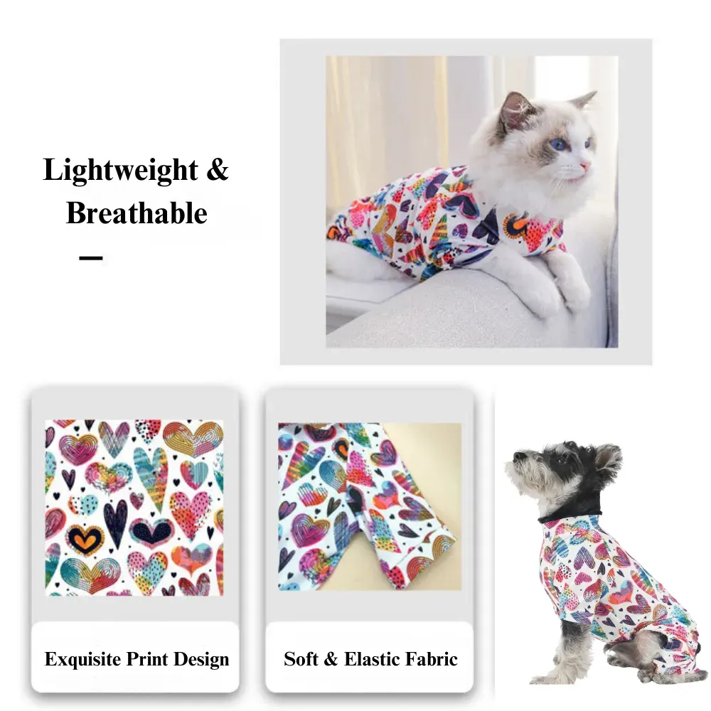 Colorful Heart Print Elastic Pet Clothes