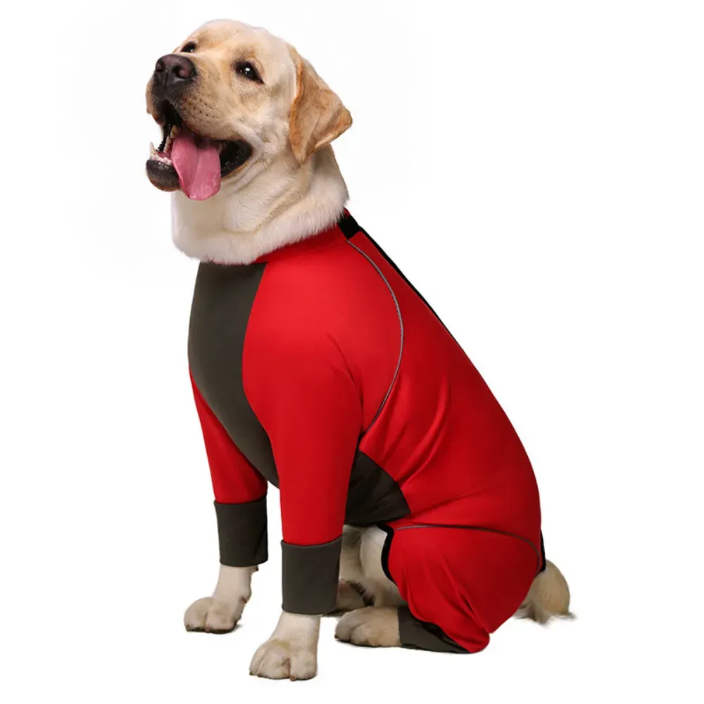 Waterproof Warm Dog Clothes Jumpsuits Thermal Pajamas for Large Dogs Red Waterproof Thermal Jumpsuit for Large Dogs