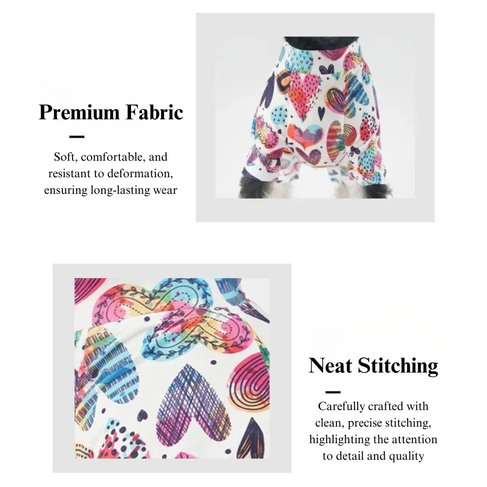 Colorful Heart Print Elastic Pet Clothes