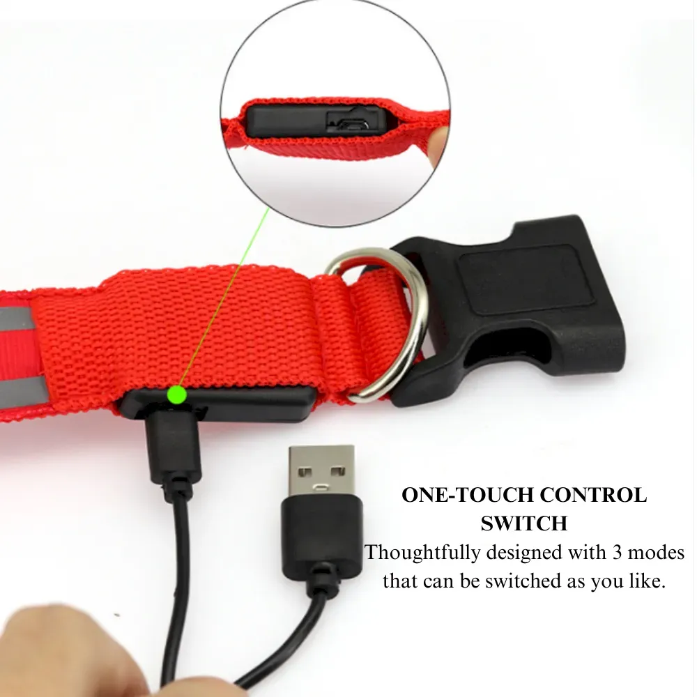 Reflective pet collar rechargeable