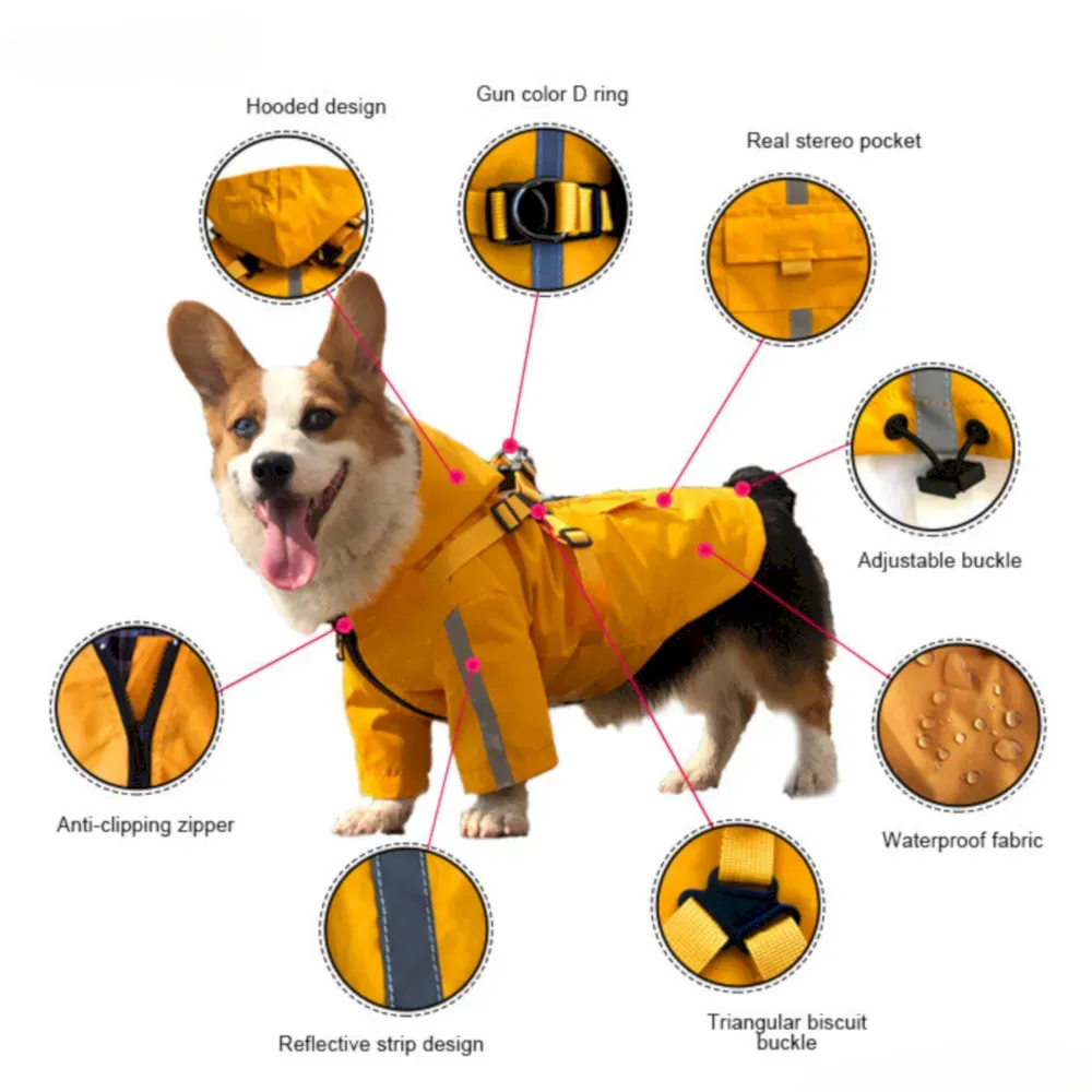 Adjustable reflective dog raincoat wholesale Adjustable reflective dog raincoat wholesale
