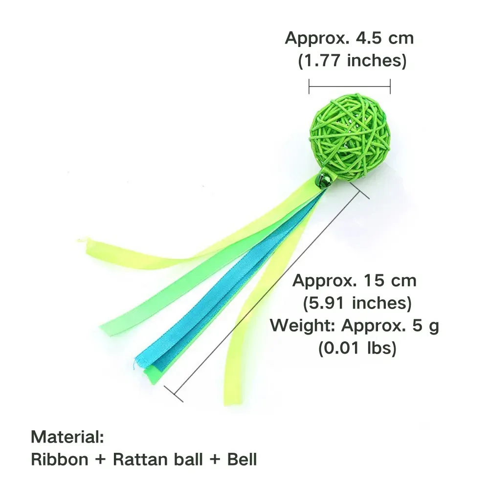 Retailers will appreciate the quality and appeal of this interactive cat toy. The combination of a rattan ball, colorful ribbons, and a bell makes it a standout product in any pet care section.