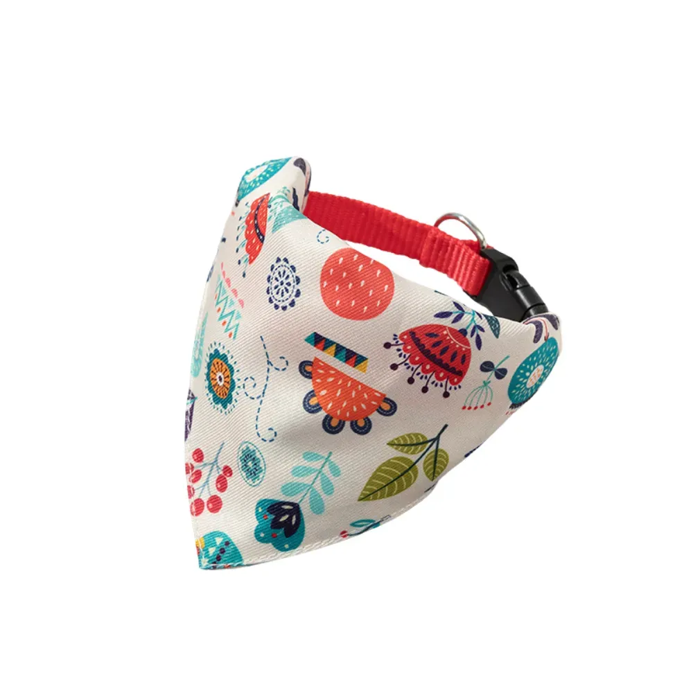 dog bandana collar (1) High-Quality Buckle: The bandana is equipped with a durable buckle and iron ring, allowing easy attachment of a leash or harness, offering both functionality and style.